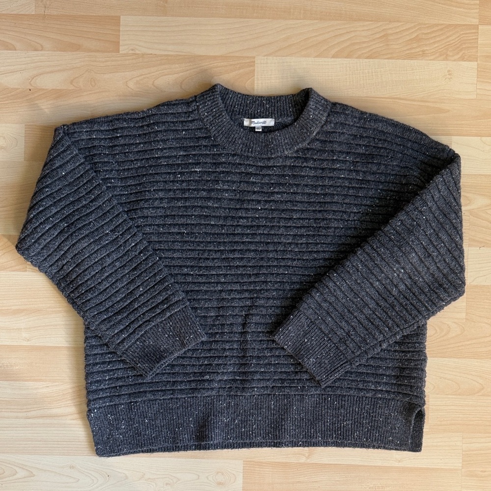 Madewell ribbed textured gray sweater